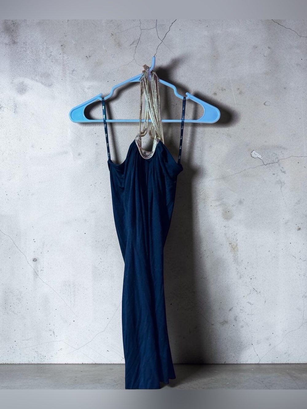 Sky Black Gold Chain Neckline  Dress